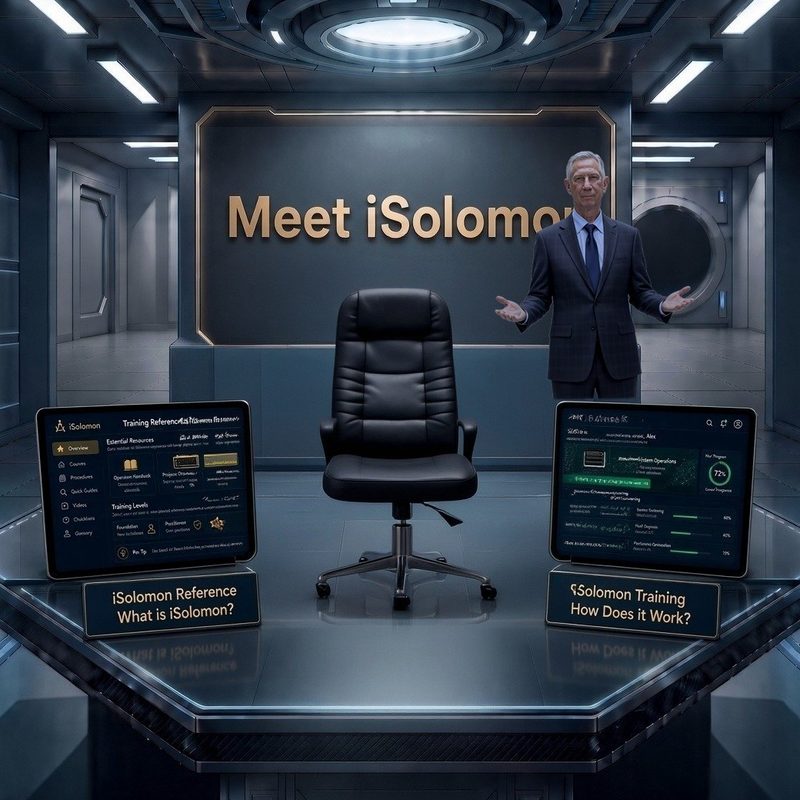 The iSolomon console - the chair at the glass desk